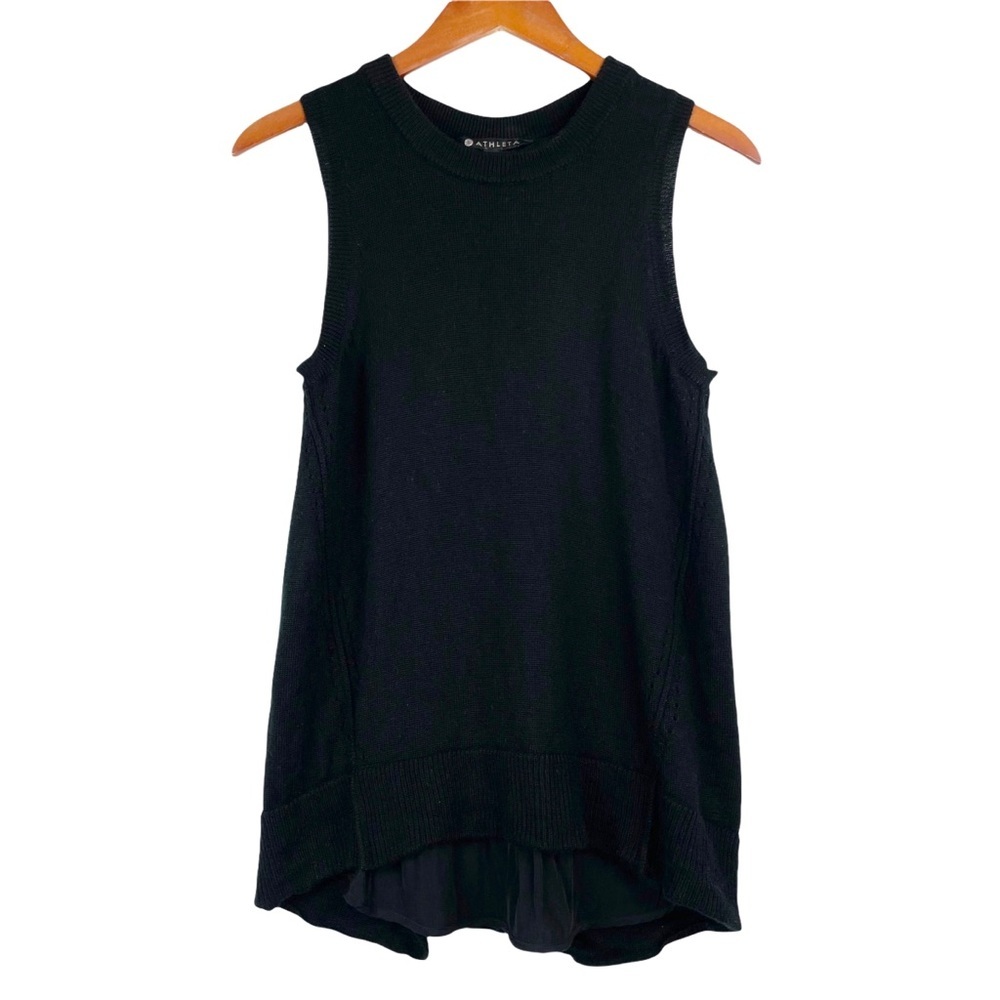 Athleta Black Itinerary Sleeveless‎ Layered Merino Wool Sweater Size Small S